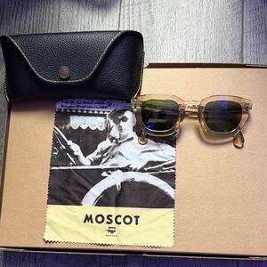 MOSCOT Telena 44 Sunglasses with Transparent Brown Frame and Black Case